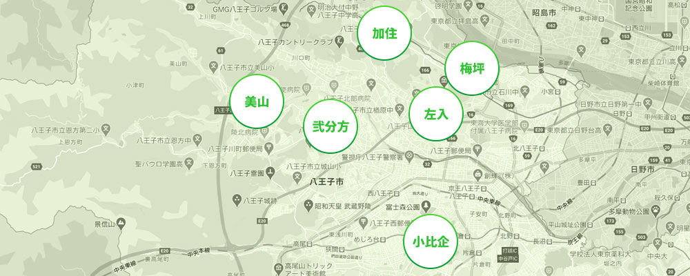 美山、加住、弐分方、梅坪、左入、小比木